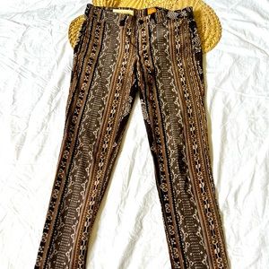 Anthropologie Patterned Corduroy Straight Leg Pants